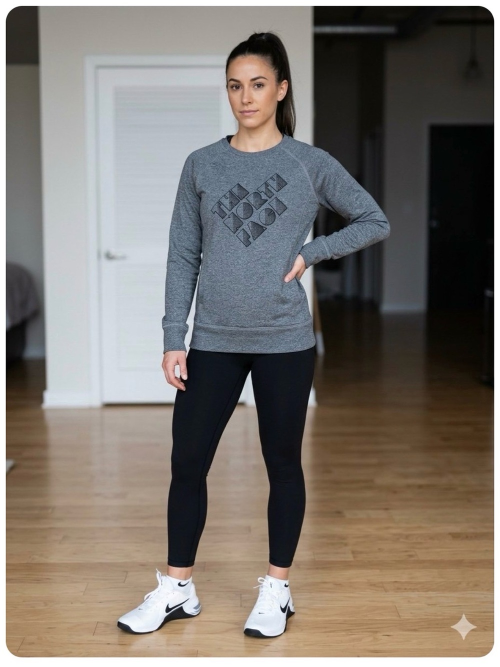 NWT The North Face Women’s Dark Gray Crewneck Sweatshirt with Logo
